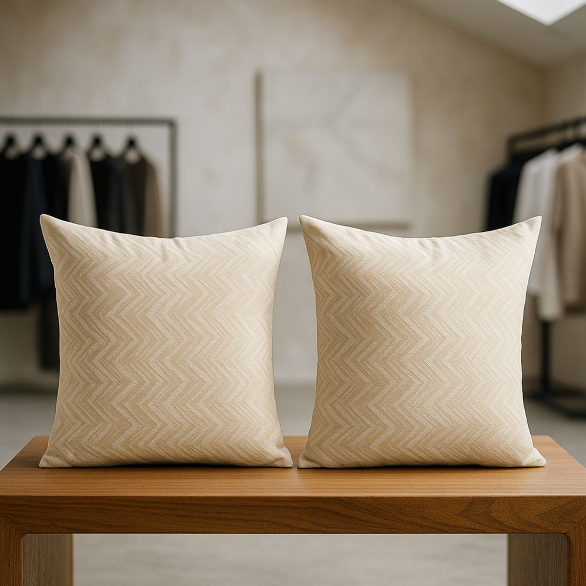 ARMONIA - 2 fundas modelo chenille beige 45x45 diseño chic 760