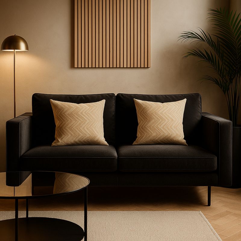 ARMONIA - Set 2 fundas cojín chenille beige 45x45 suaves 760