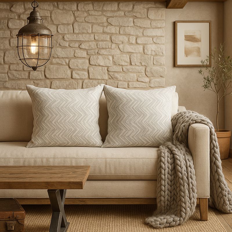 ARMONIA - Dúo fundas cojín chenille gris 45x45 moderno 760