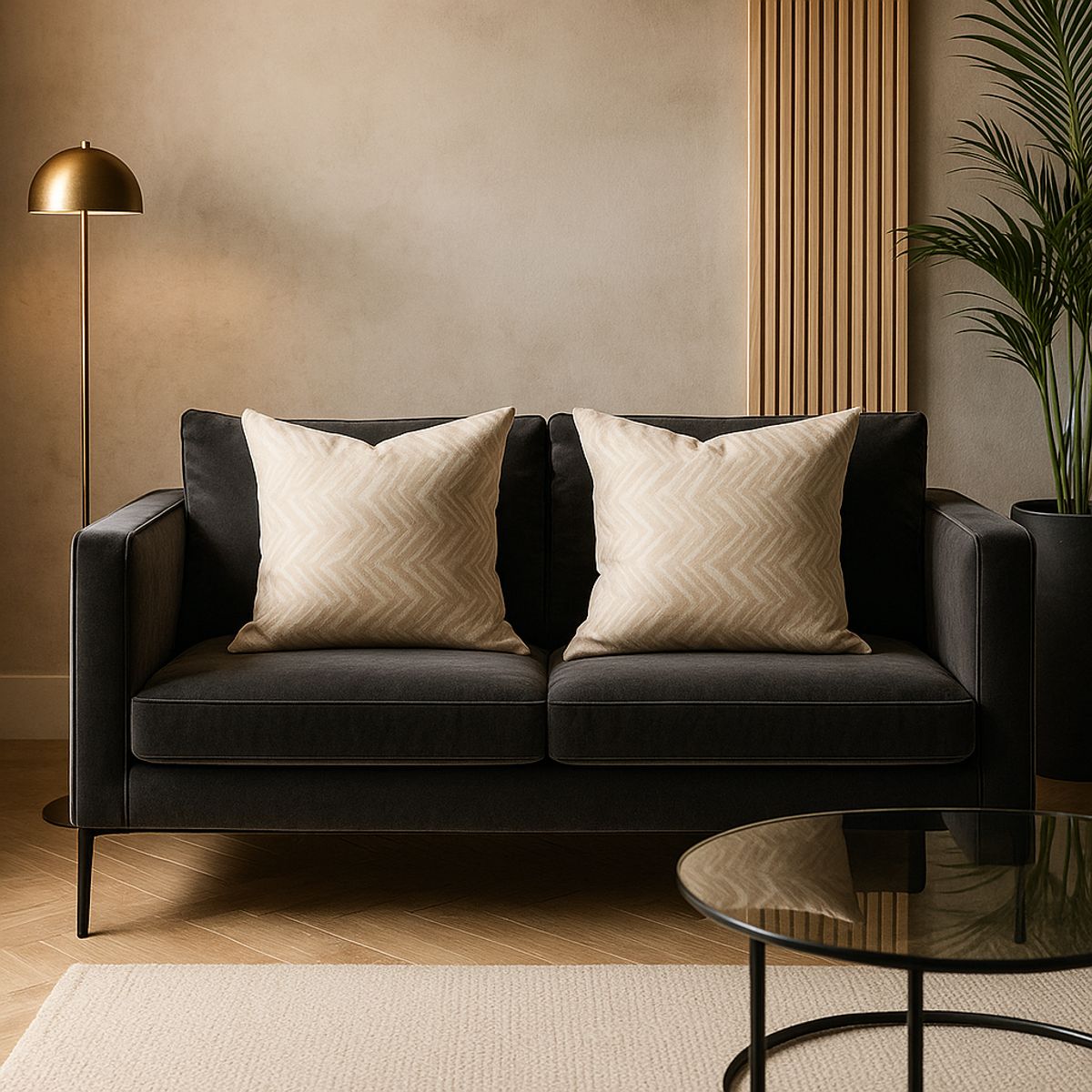 ARMONIA - Dúo fundas cojín chenille beige 45x45 moderno 760