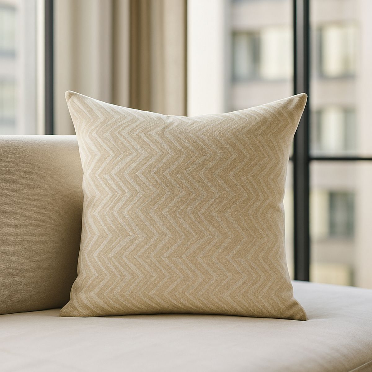 ARMONIA - Funda cojín chenille beige decorativa sofá elegante 760