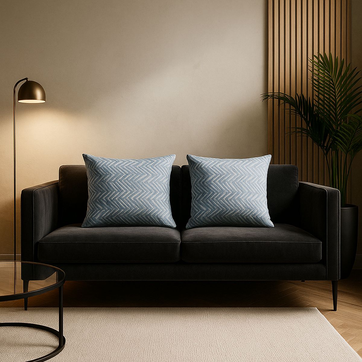 ARMONIA - 2 cojines modelo chenille azul 45x45 diseño chic 760