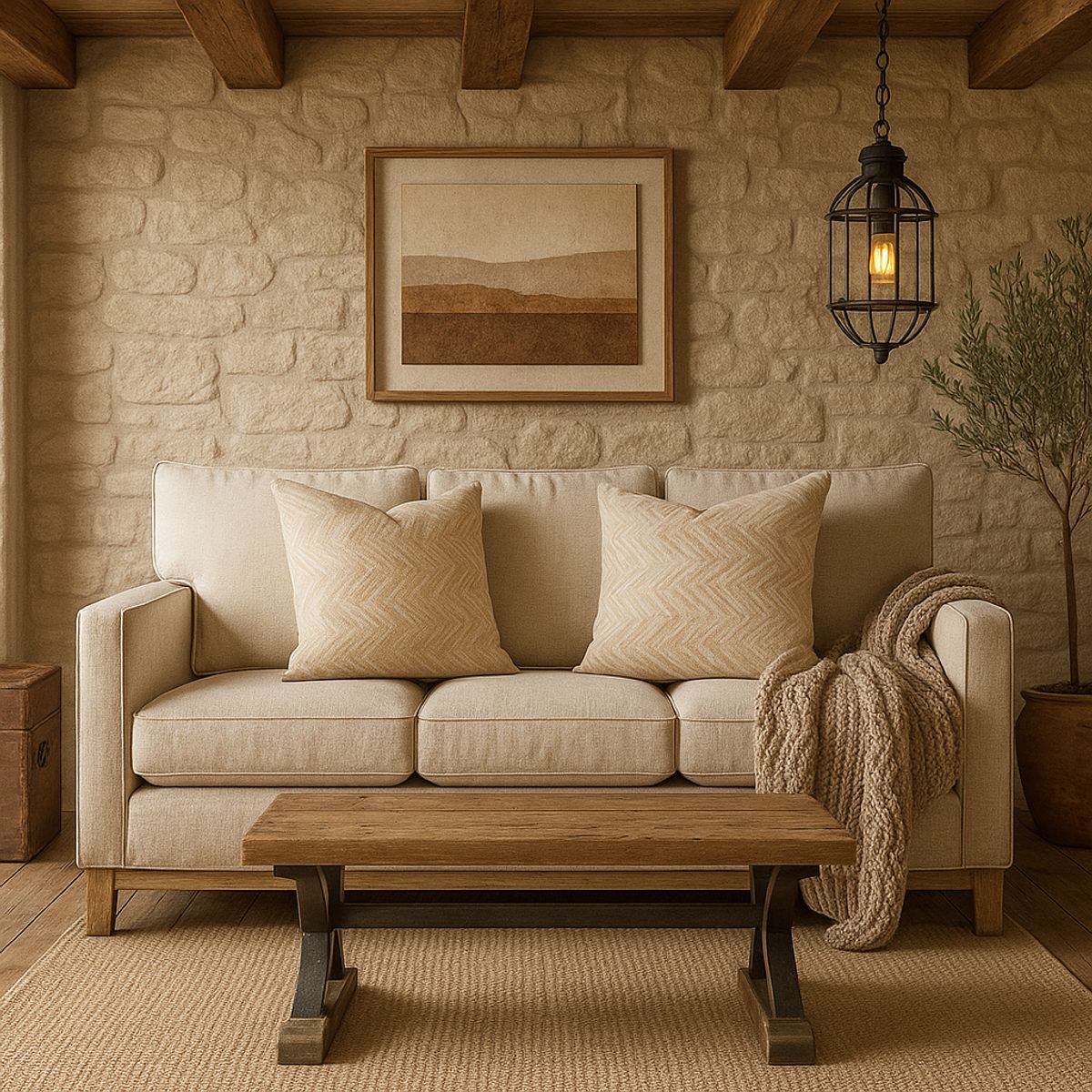 ARMONIA - Pack 2 fundas cojín chenille beige 45x45 decorativas 760