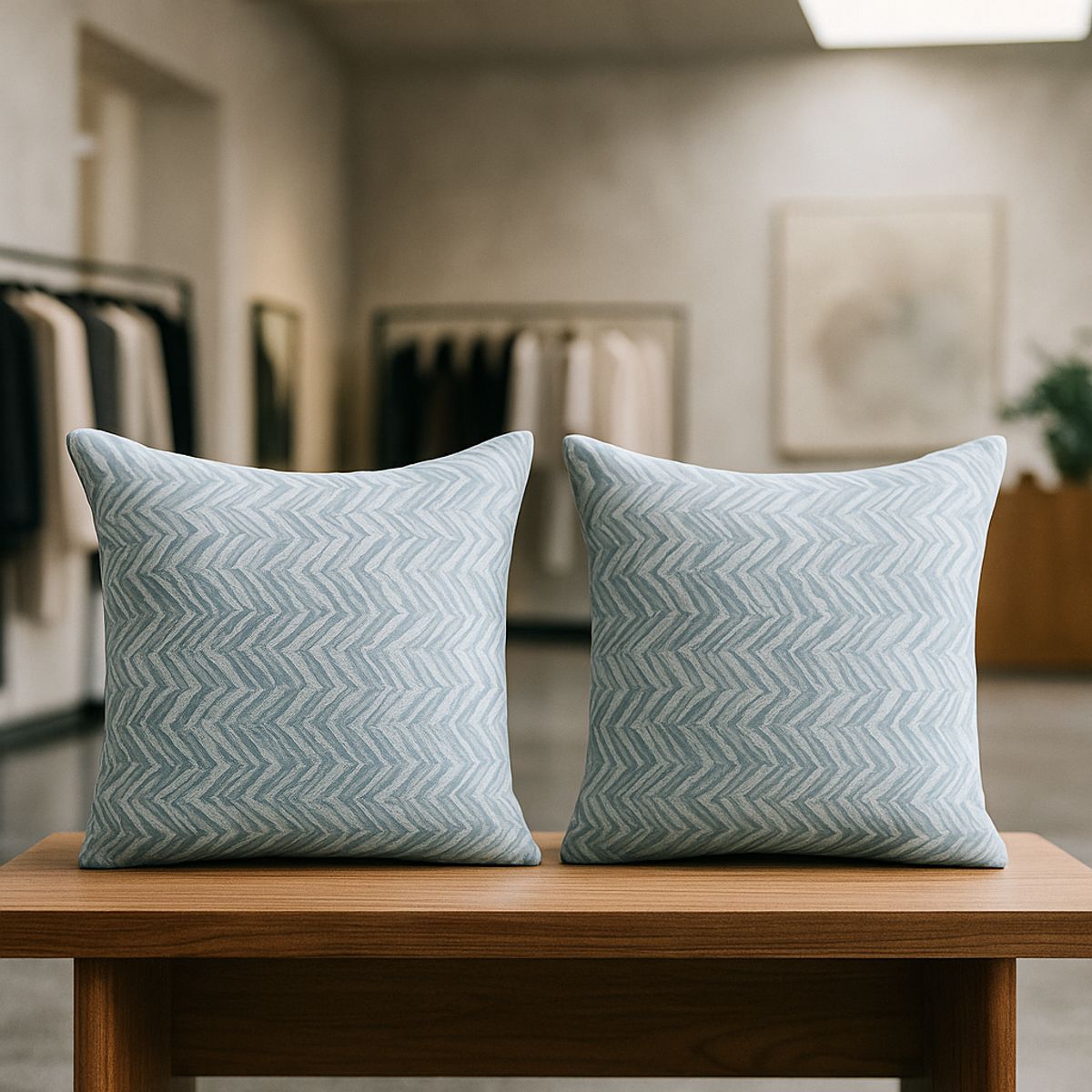 ARMONIA - Set 2 fundas cojín modelo chenille azul 45x45 suaves 760