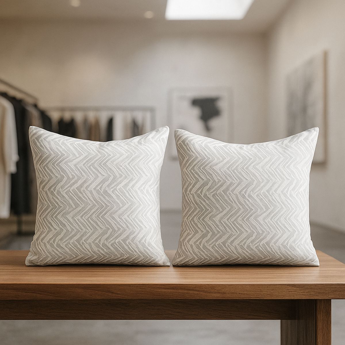 ARMONIA - Pack doble fundas cojín chenille gris 45x45 premium 760