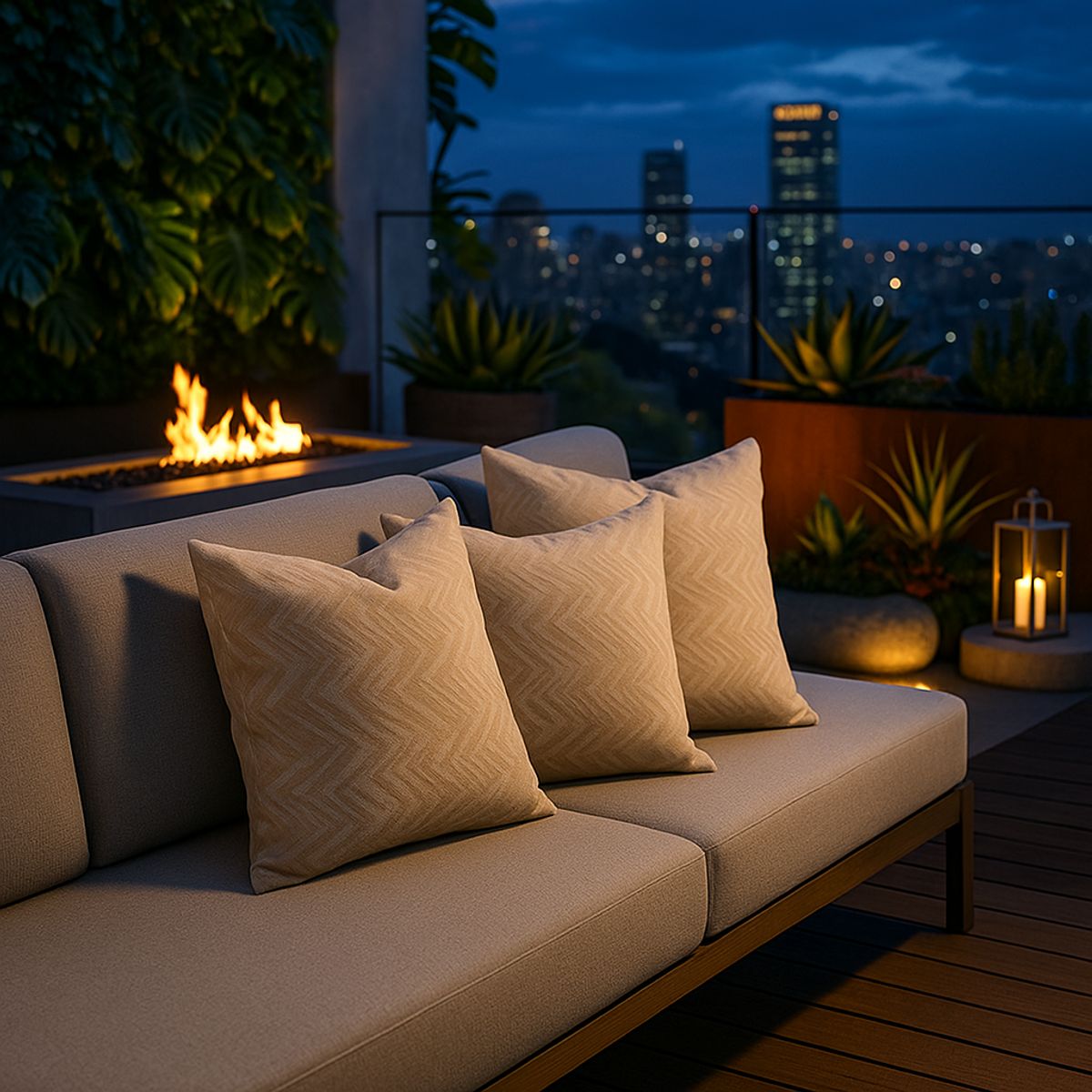 ARMONIA - Pack triple fundas cojín chenille beige 45x45 premium 760