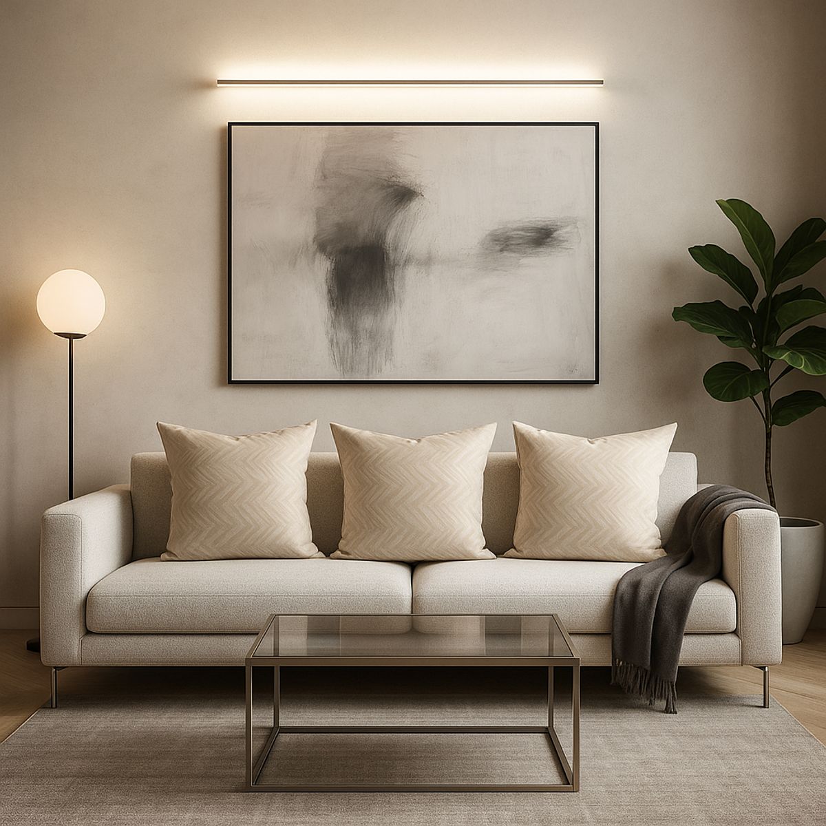 ARMONIA - Pack triple fundas cojín chenille beige 45x45 premium 760