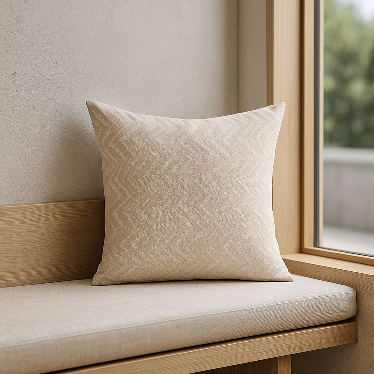 ARMONIA - Funda cojín chenille beige 45x45 textil premium 760