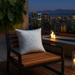 ARMONIA - Cojín chenille azul diseño chic living dormitorio 760