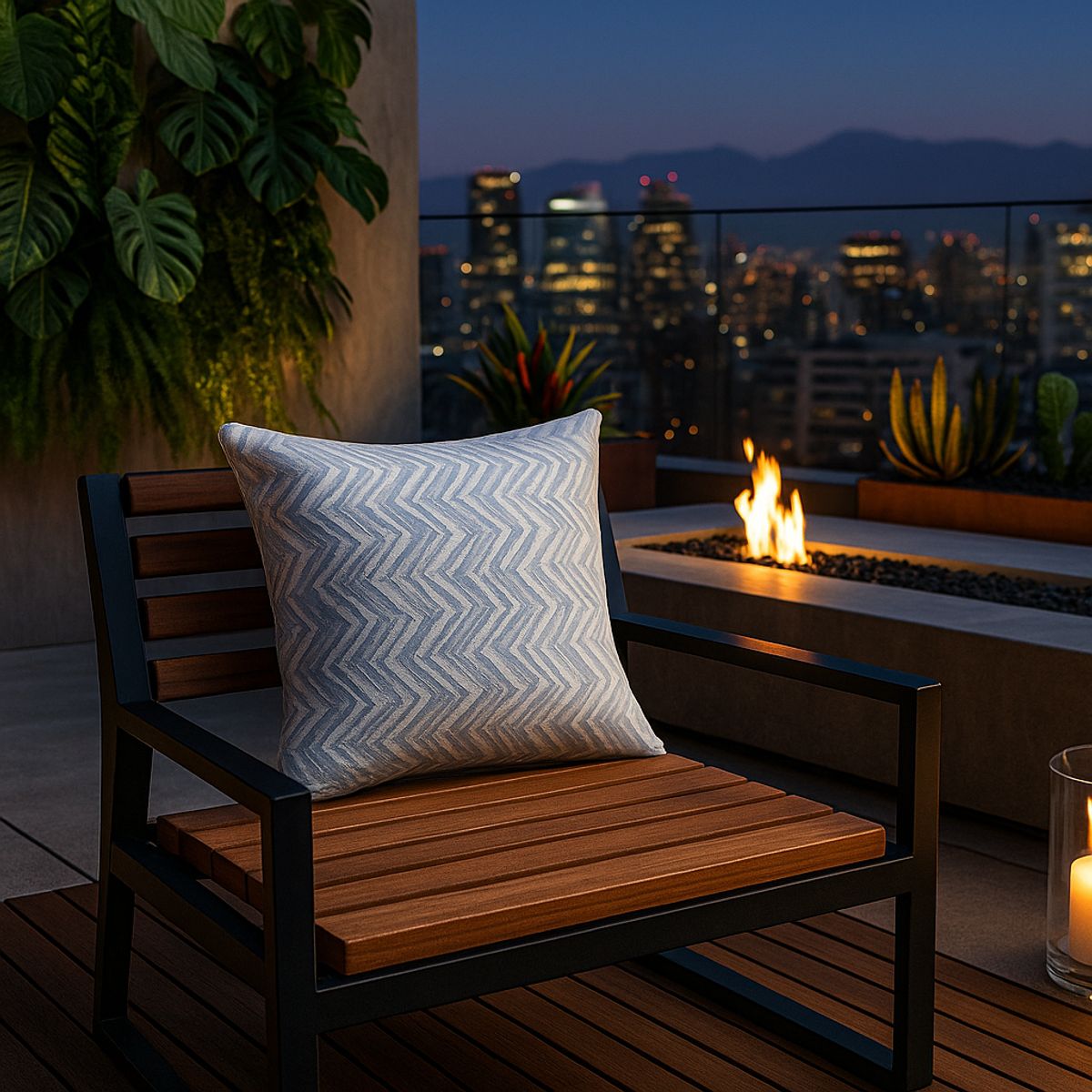 ARMONIA - Cojín chenille azul diseño chic living dormitorio 760