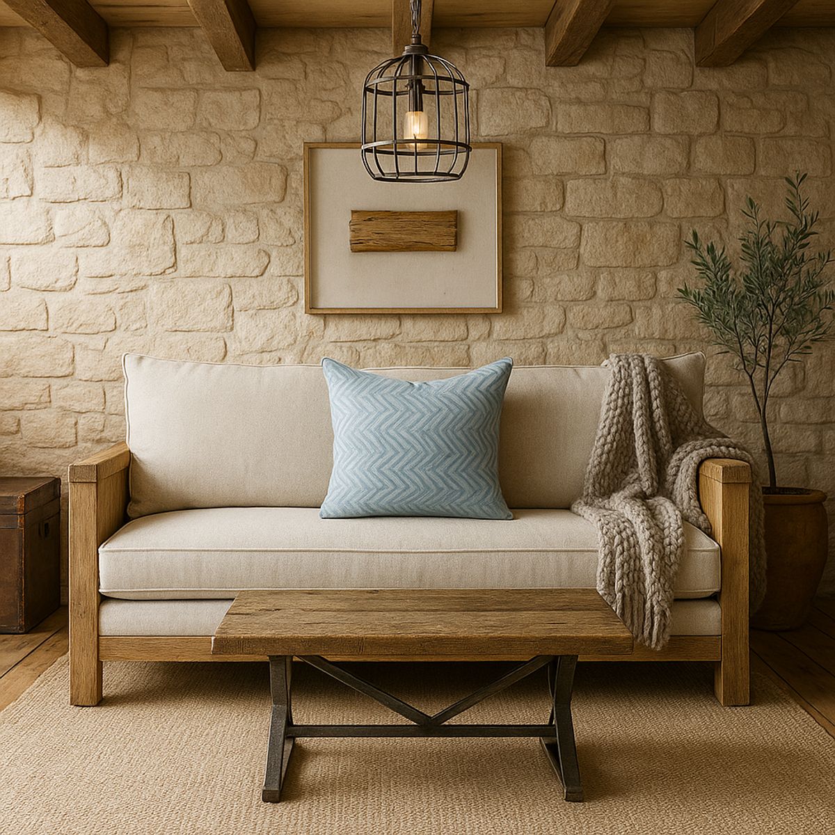 ARMONIA - Funda cojín chenille azul 45x45 textil premium 760