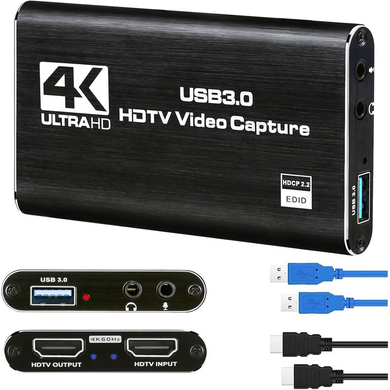 ATURE - Capturadora Video Hdmi 4k Ultra Audio Mic In Streaming 3.0