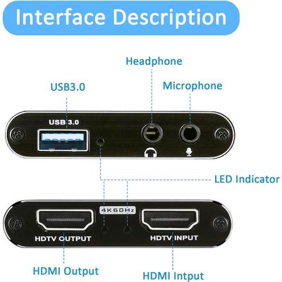 Imagen 2 del producto Capturadora Video Hdmi 4k Ultra Audio Mic In Streaming 3.0