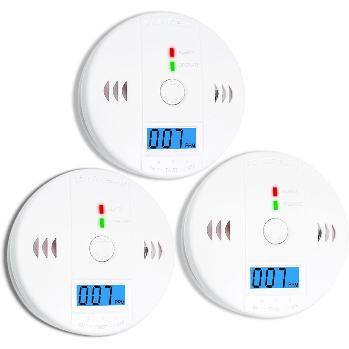 ATURE - 3pcs Alarma Detector De Gas Y Humo Monoxido De Carbono