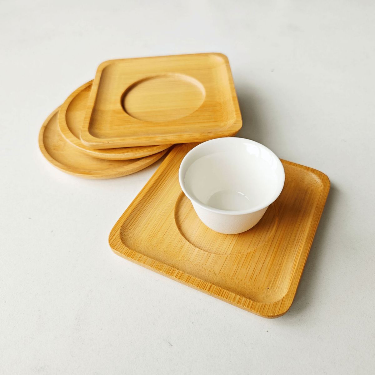 HOMESTAR - Pack 6 Posavasos Rectangular de Bambú - Diseño Clásico