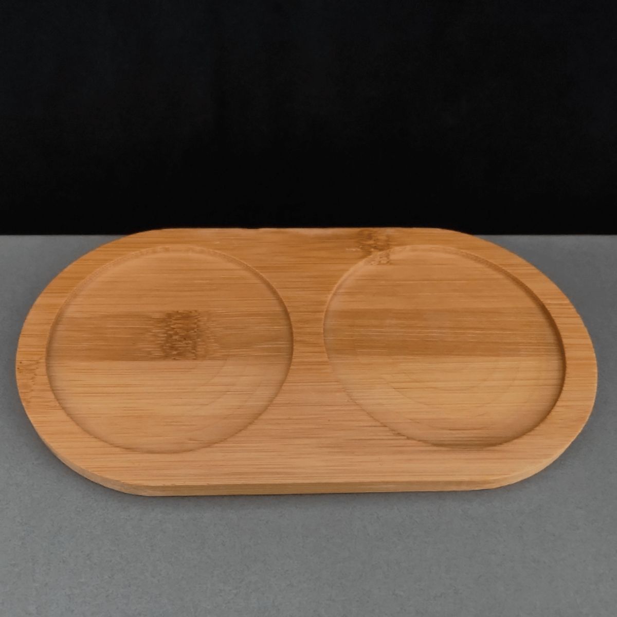 HOMESTAR - Bandeja Ovalada Bambú Doble Posavasos