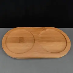 HOMESTAR - Bandeja Ovalada Bambú Doble Posavasos