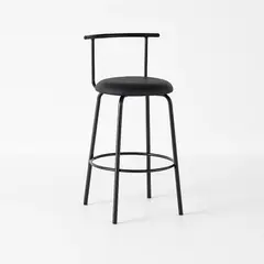 KLIK - Taburete Alto Oslo Metal y Cuero Sintético - Negro - Negro