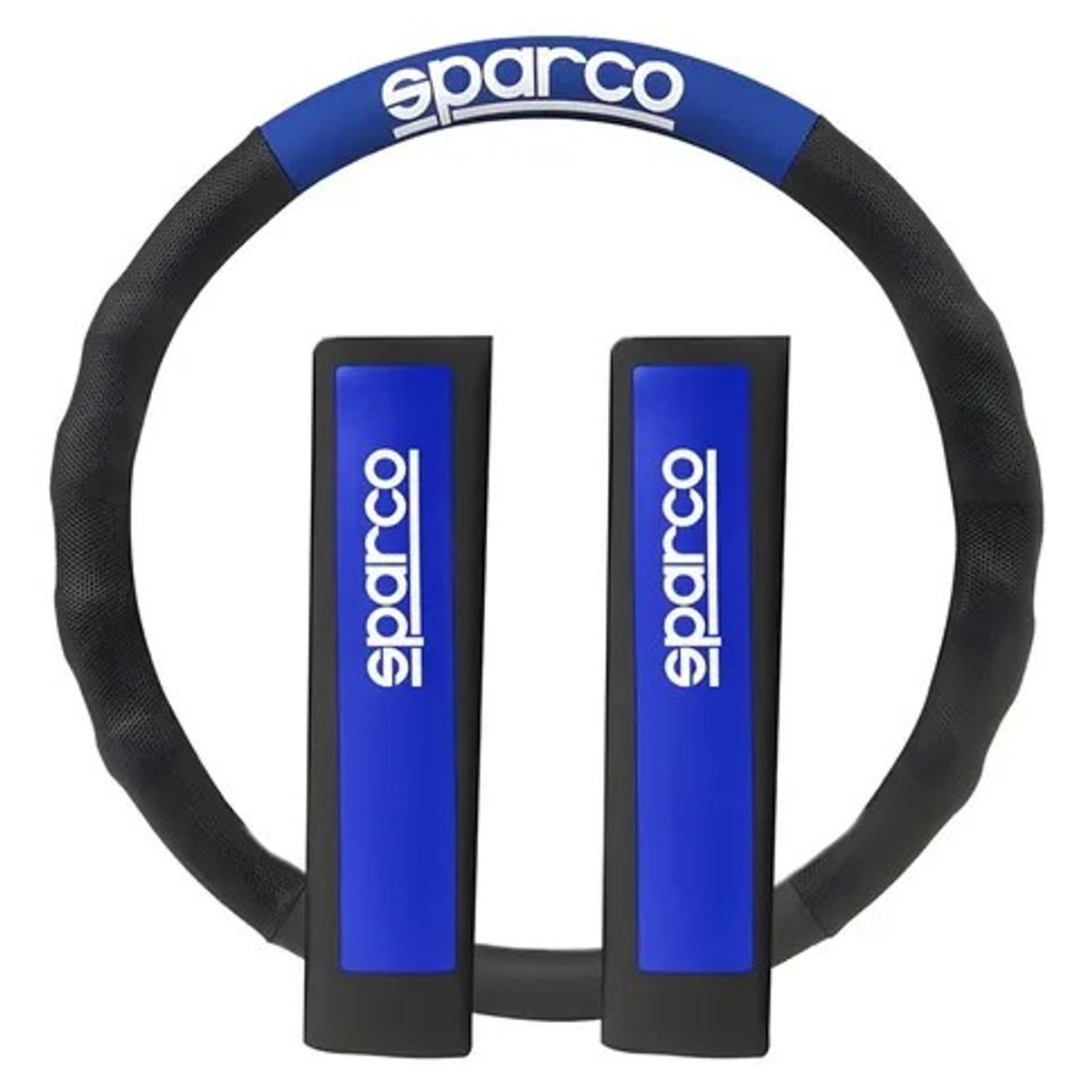 SPARCO - CUBRE VOLANTE Y CINTURON AZUL CON NEGRO SPC1111 SPARCO