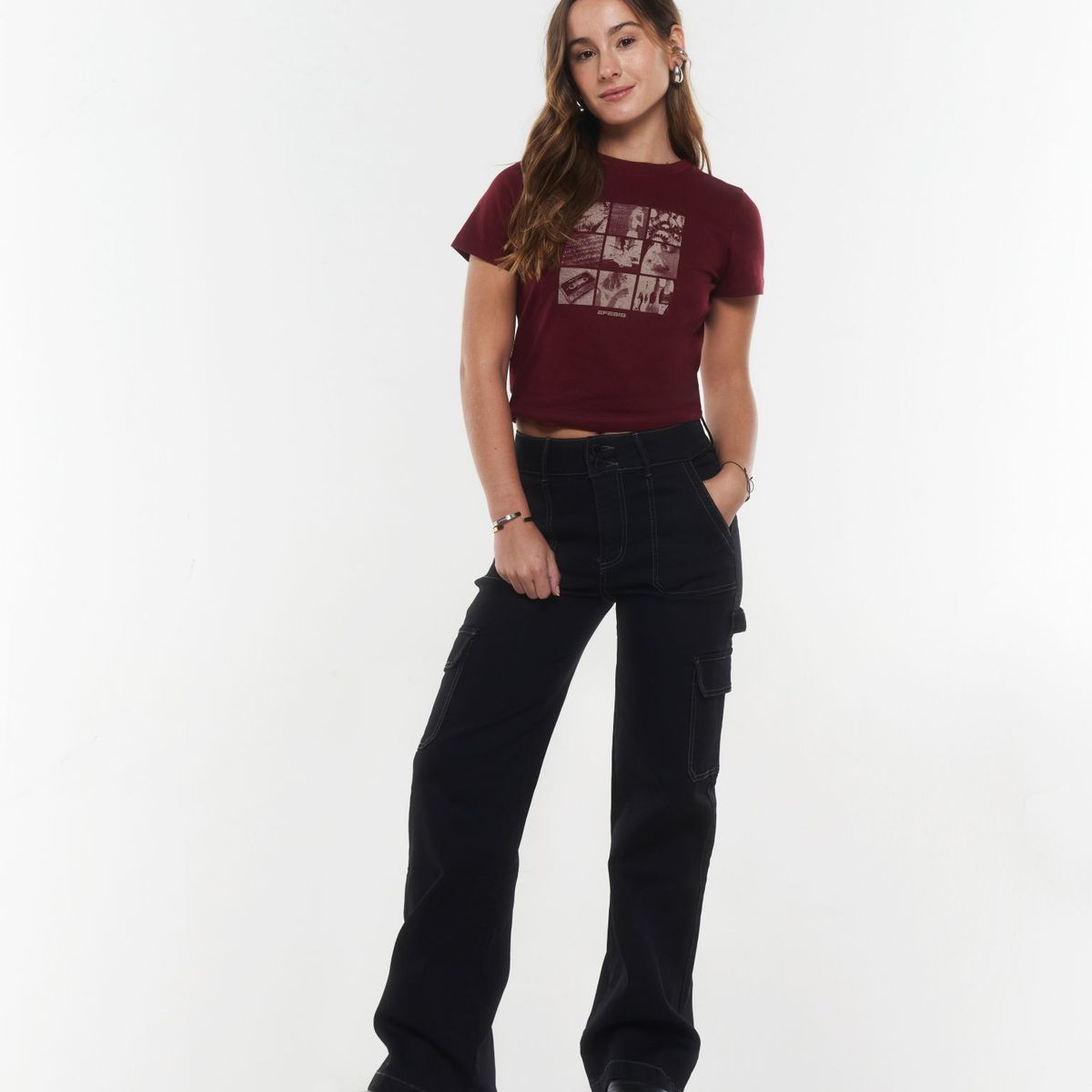 EFESIS - Jeans Lyna Wide Cargo Tiro Medio Mujer