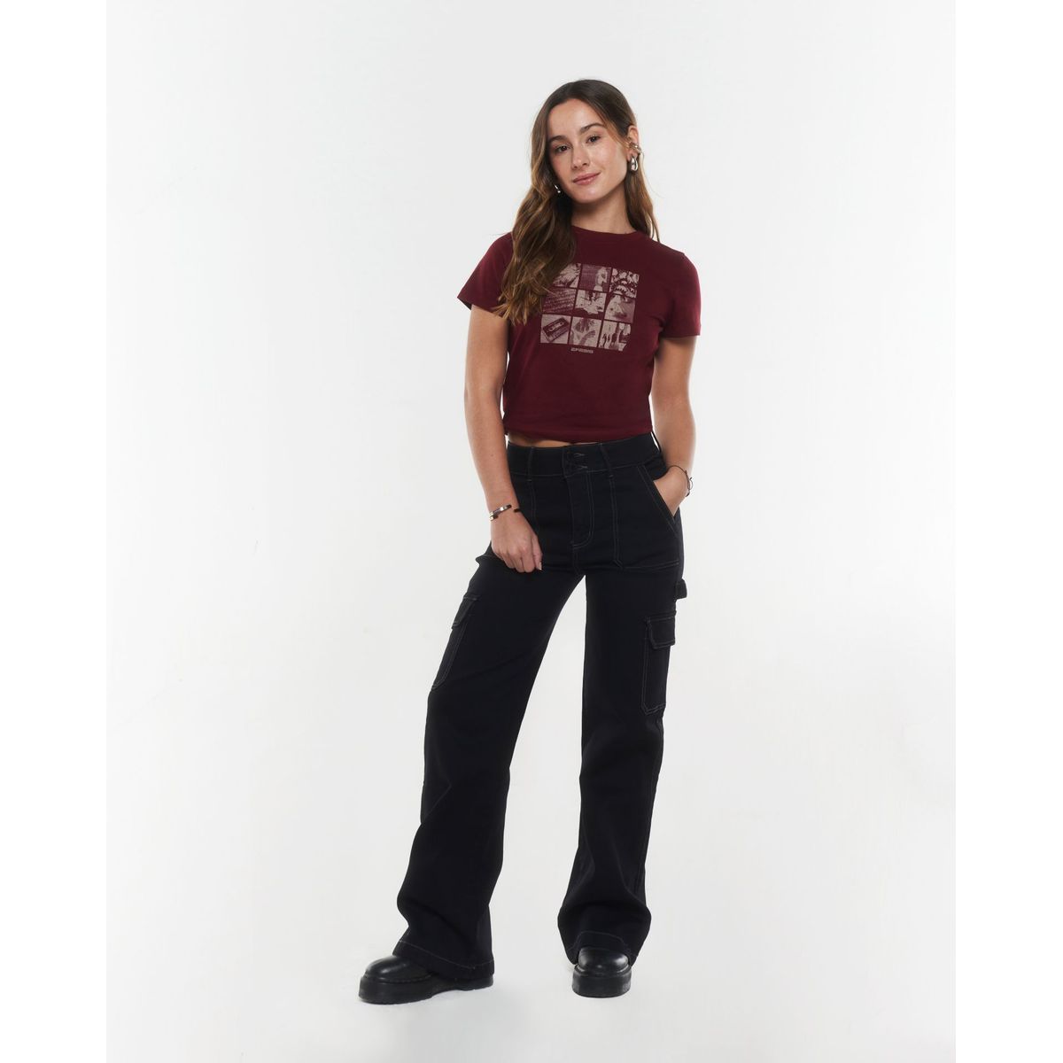EFESIS - Jeans Lyna Wide Cargo Tiro Medio Mujer
