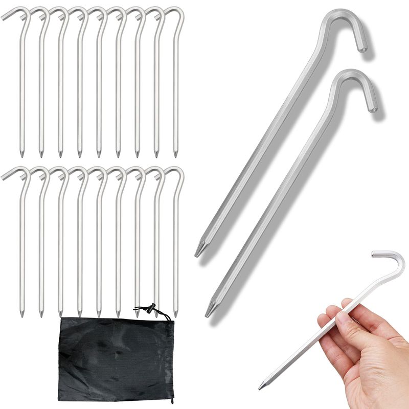 ATURE - Set 20u Estacas Camping Para Tienda De Campaña Carpas 18cm