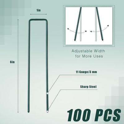 Imagen 2 del producto 100pcs Estacas Jardín Grapas Paisajísticas Galvanizadas 15cm