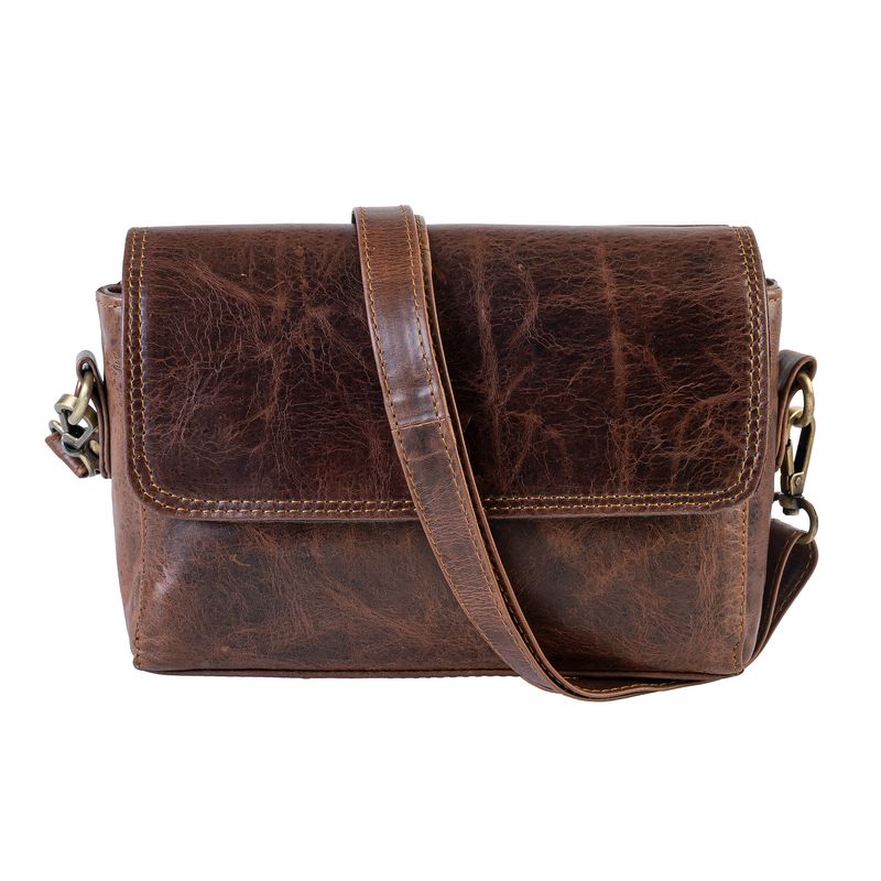 FRANZ MOSSI - Bolso Bandolera De Cuero Natural Café Vintage Heritage Franz Mossi