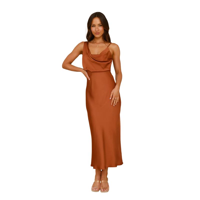 BLWOENS - Vestido casual de verano para mujeres - Café