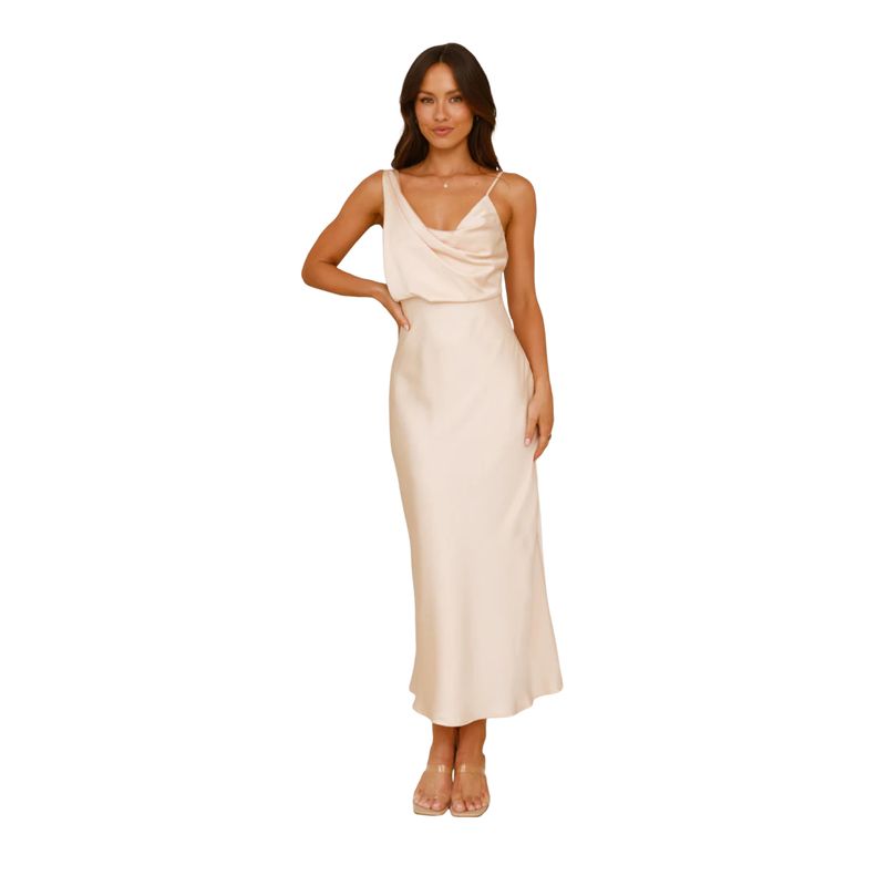 BLWOENS - Vestido casual de verano para mujeres - Beige