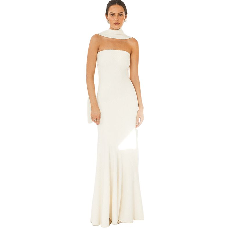 BLWOENS - Vestido casual de verano para mujeres - Blanco