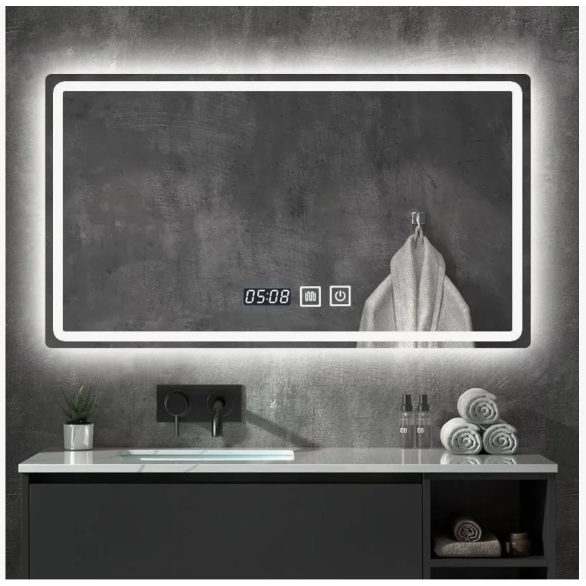 HOMER DESIGN - Espejo Baños Inteligente Luz Variable Antiempañante 80x100 Cm