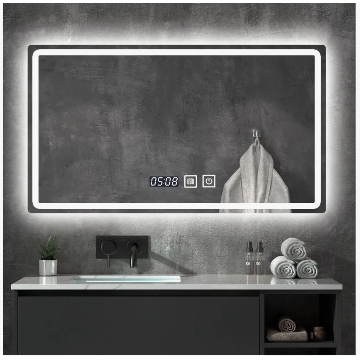 HOMER DESIGN - Espejo Baños Inteligente Luz Variable Antiempañante 50x70 Cm