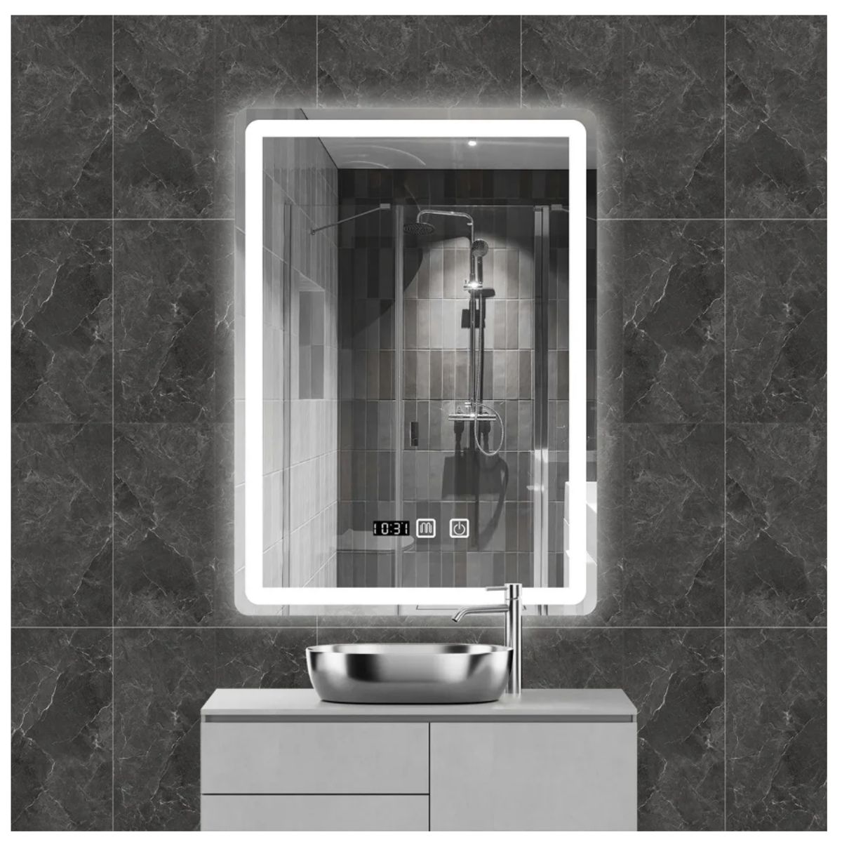 HOMER DESIGN - Espejo Baños Inteligente Luz Variable Antiempañante 50x70 Cm