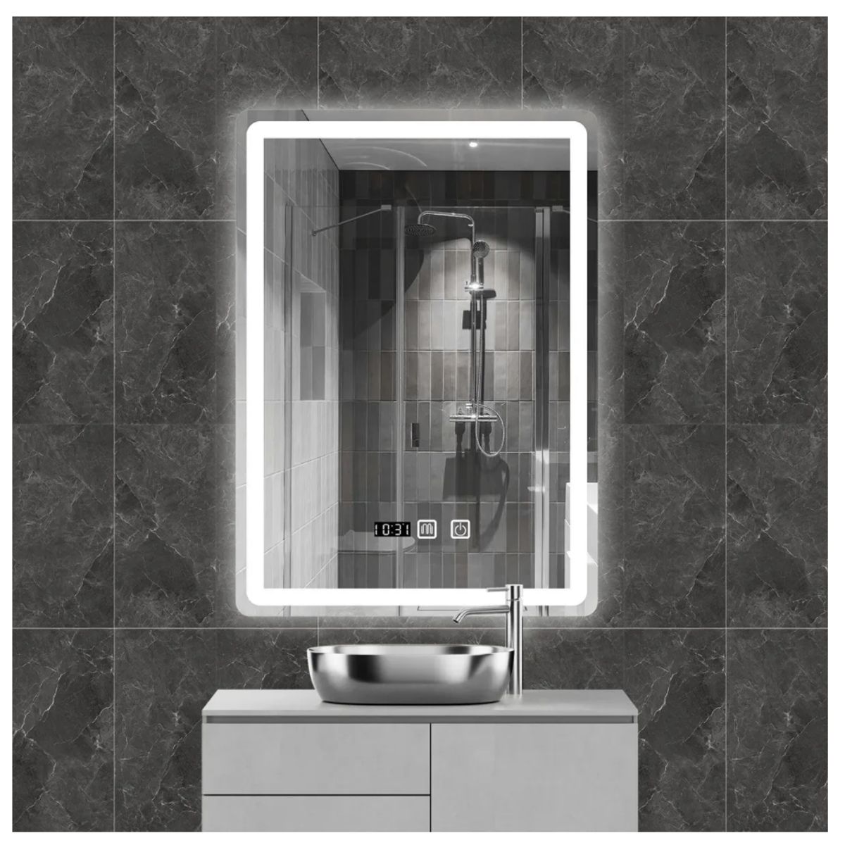 HOMER DESIGN - Espejo Baños Inteligente Luz Variable Antiempañante 50x70 Cm