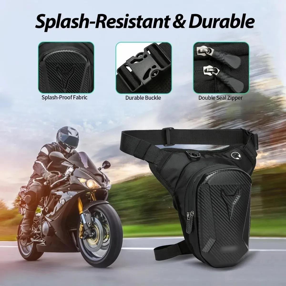 KUANGYE - Muslera De Pierna Para Moto Motociclista Negro