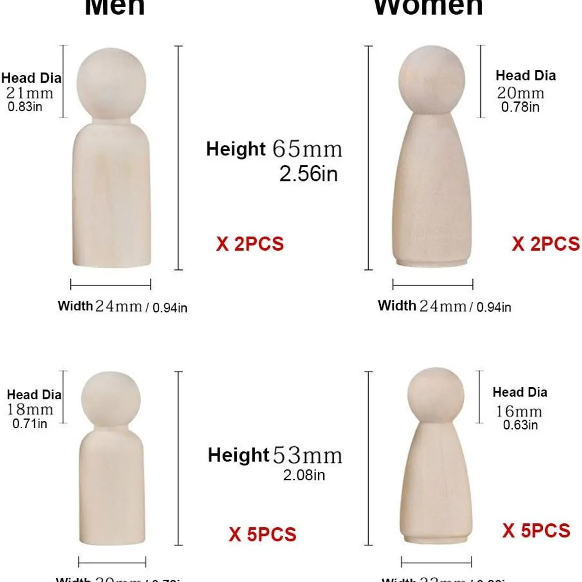 ATURE - 50u Figura Muñecas De Madera Juego Familiar Para Pintar