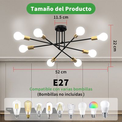 Imagen 2 del producto Lámpara De Techo Moderna 8 Luces E27 Para Dormitorio Colgantes