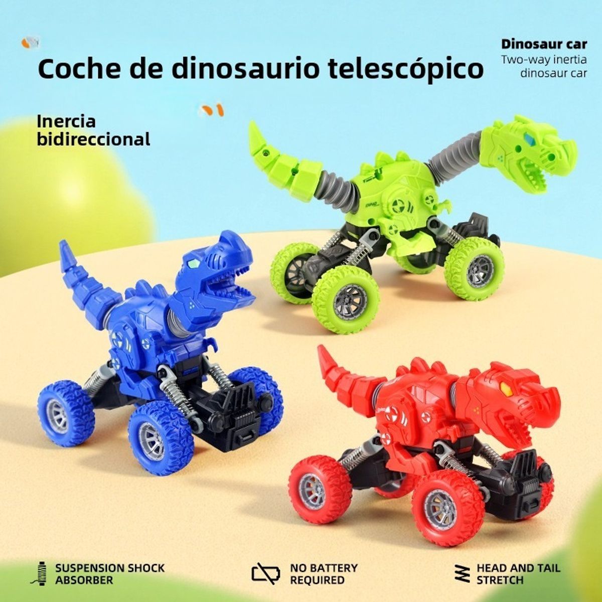 TIOZONEY - Coche de juguete dinosaurio 3pcs