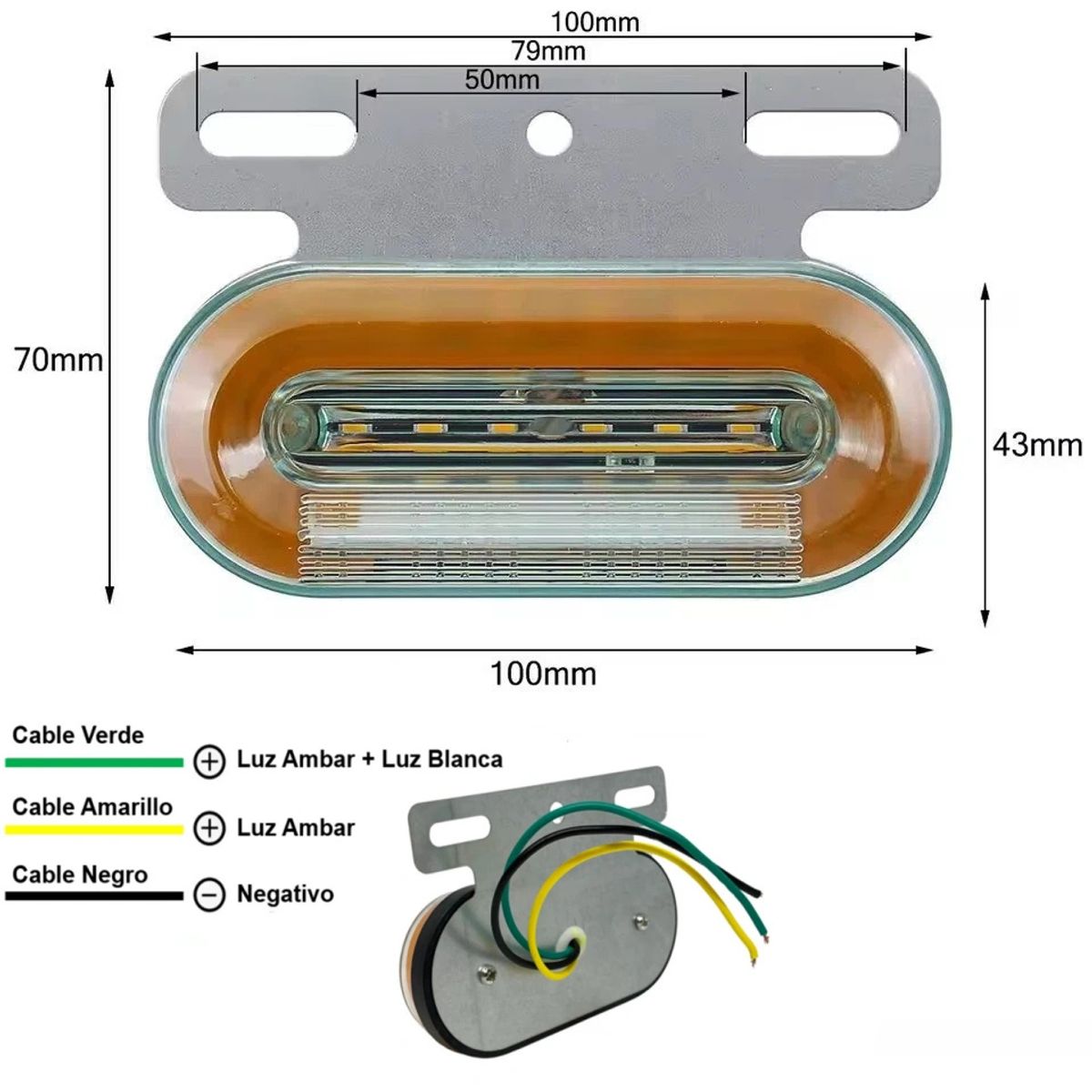 KUANGYE - Pack 8 Foco Farol 24 Led Lateral Bicolor 12/24v Para Camión