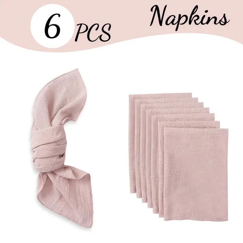 PUREPOWER - 6 Servilletas Bohemias Sólidas Cuadradas Rústicas para Eventos-Rosa