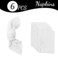 6 Servilletas Bohemias Sólidas Cuadradas Rústicas para Eventos-Blanco