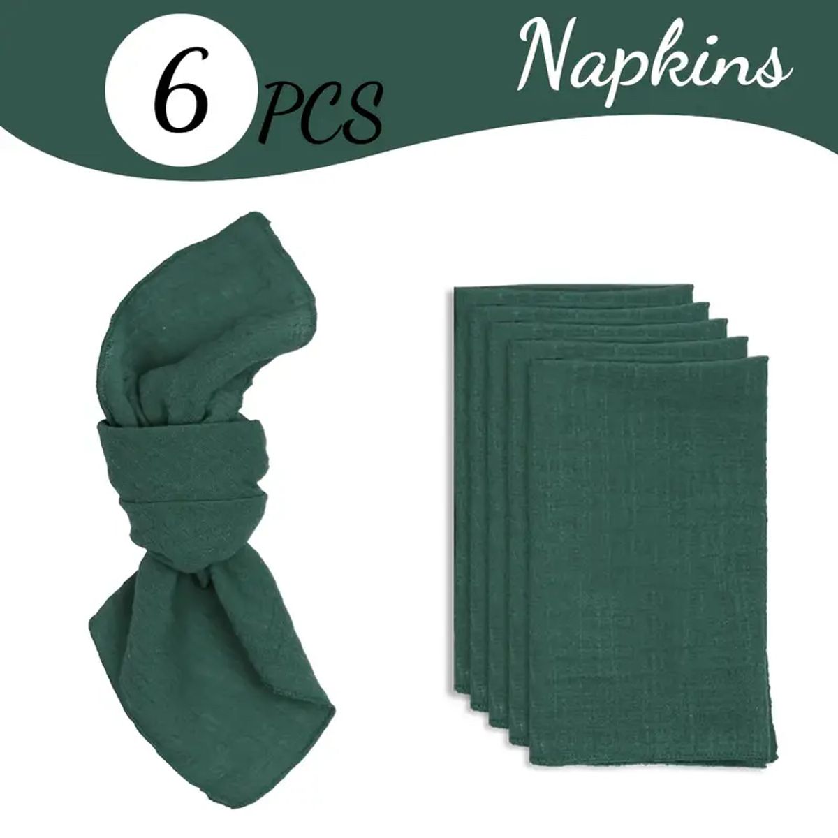 PUREPOWER - 6 Servilletas Bohemias Sólidas Cuadradas Rústicas para Eventos