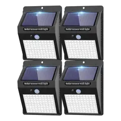 SUPERCENTER - Pack 4 Focos Solares Led Exterior Pack Lampara Recargable