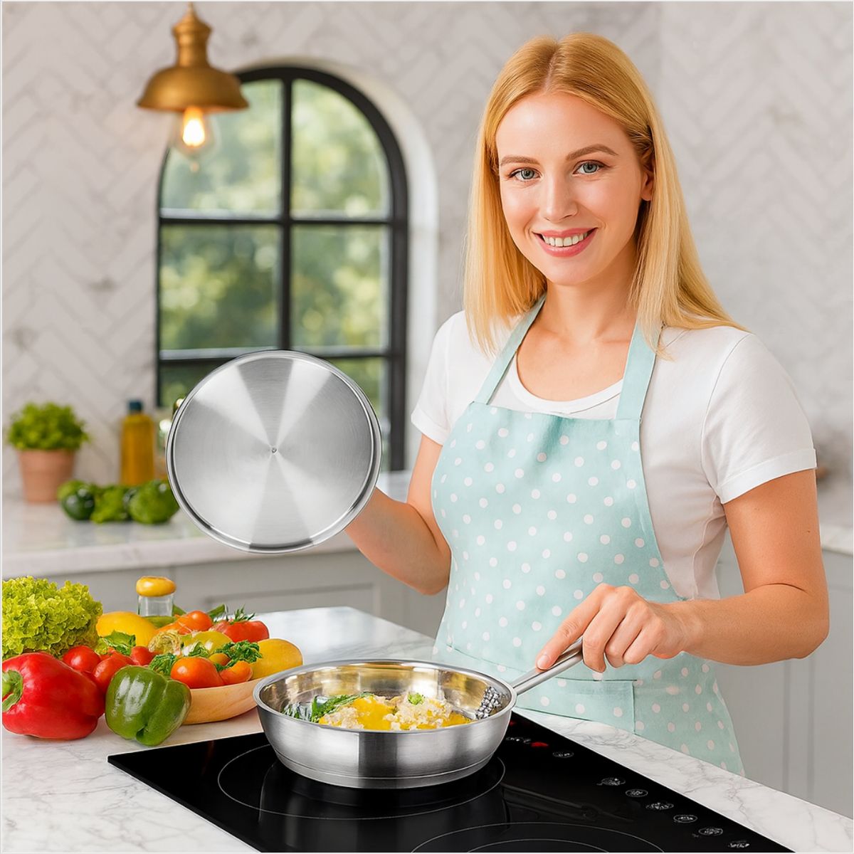 HOMER OUTDOOR - Juego De Ollas Batería De Cocina Inoxidable 15 Piezas Homer Plateado