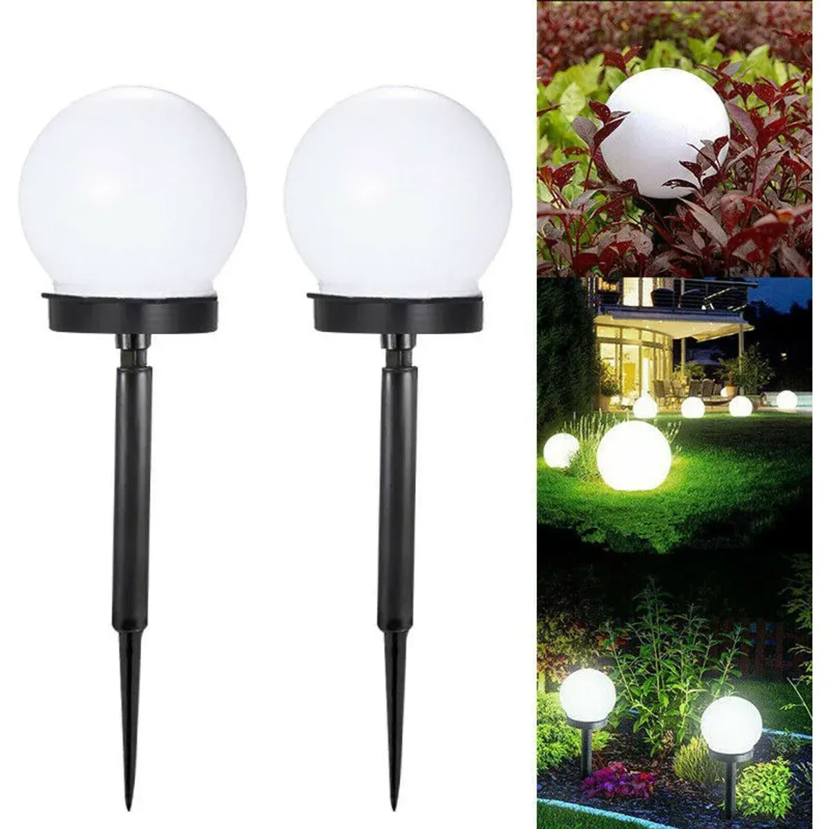 SUPERCENTER - Pack X3 Foco Estaca Led Solar Lamparas Globo Jardín Exterior