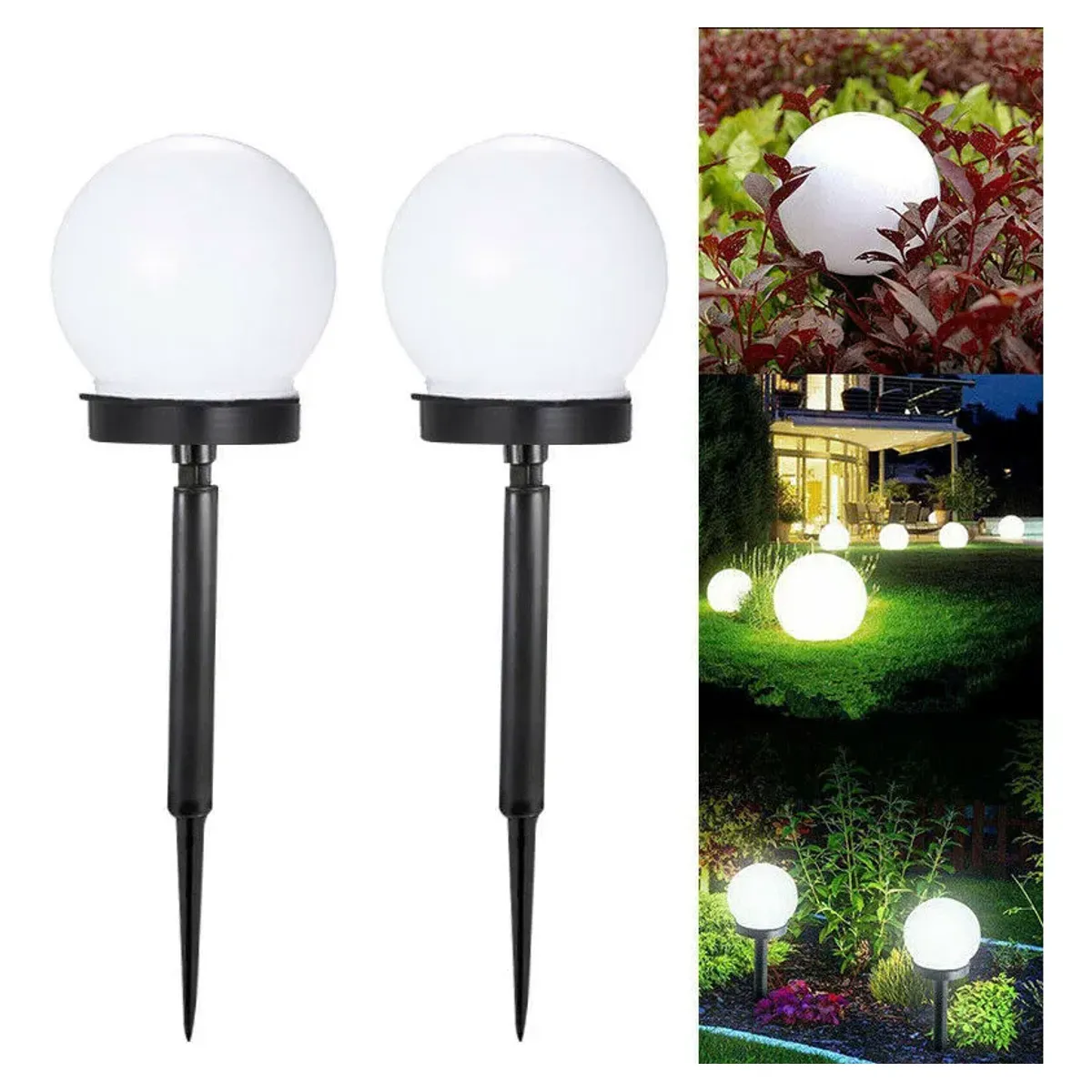 SUPERCENTER - Pack X3 Foco Estaca Led Solar Lamparas Globo Jardín Exterior