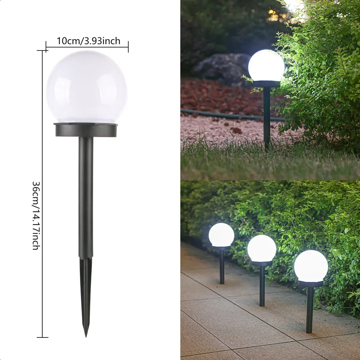 SUPERCENTER - Pack X3 Foco Estaca Led Solar Lamparas Globo Jardín Exterior