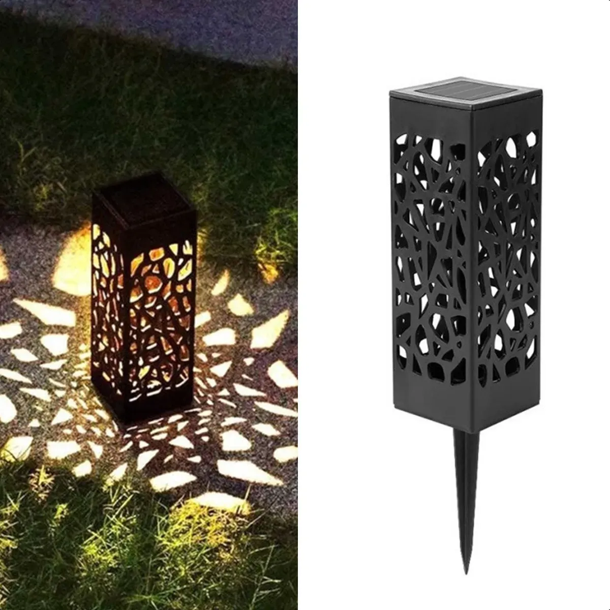 SUPERCENTER - Pack X8 Focos Luces Solares Estacas Tallado Jardín Exterior