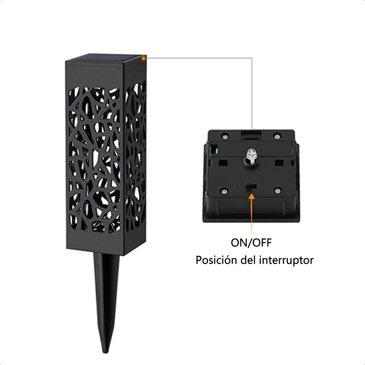 SUPERCENTER - Pack X8 Focos Luces Solares Estacas Tallado Jardín Exterior